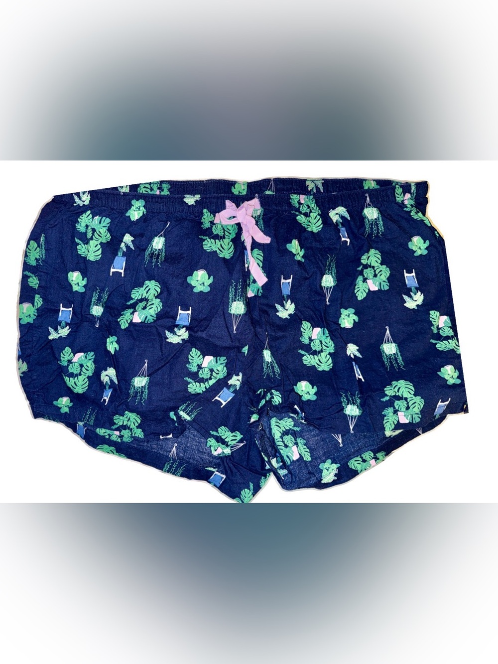 Old Navy Botanical Print Pajama Shorts with Pink Drawstring